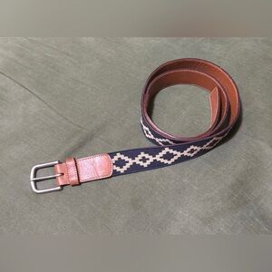 La Matera Corbina Woven Belt Size 44 Navy Belt